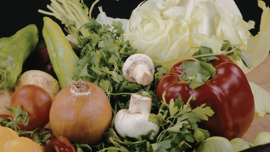 fresh mushrooms vegetable market display